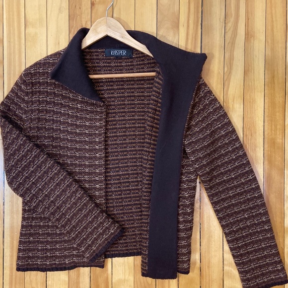 Vintage 90s brown knit cardigan sweater - Picture 4 of 6
